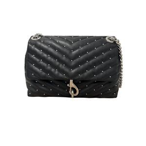 Rebecca Minkoff Edie Studded Quilted Shoulder Bag in black